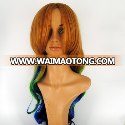 Long Women Wig Gentle loose Curls Longer Bangs Side Part Wigs