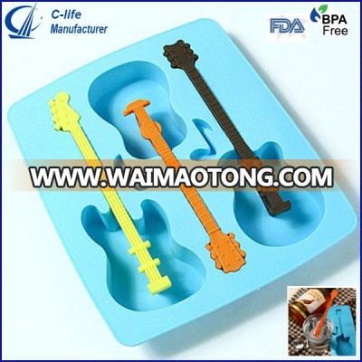 Guitar Silicone Ice Mold Ice Tray Ice Lolly Mold with Stirrer