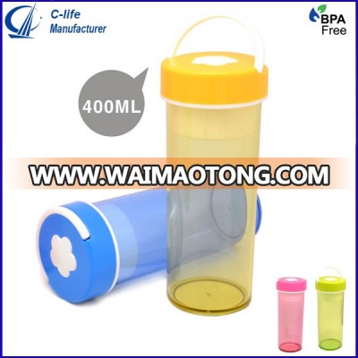 400ml Plastic PC Bottle Sports Bottle Tumbler with Flower Lid